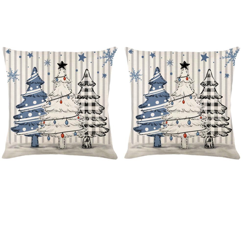 

2Pcs Luxury Christmas Blue Cushion Cover 45x45cm Santa Claus Sofa Pillowcase Pillow Style 2