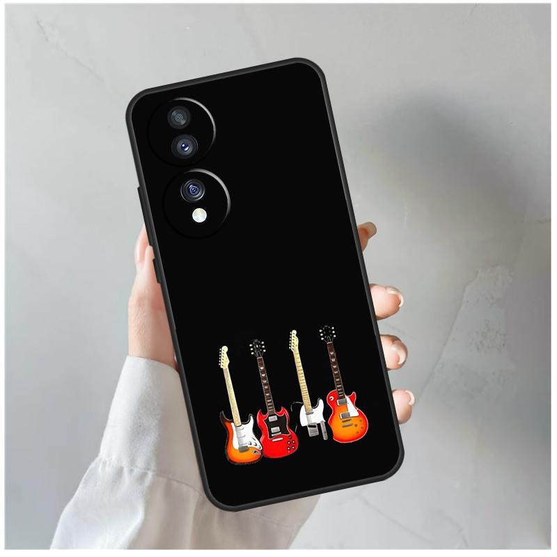 Vintage Music Guitars For Honor Magic 8 Pro 6 7 Lite Case For Honor Win RT 50 70 90 200 400 X8c X8b X9a X9b X9c X9d