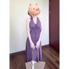 Hong Kong Style Retro Polka Dot Neck Dress Women's Summer French Holiday Style Temperament V-neck Waist Thin Long Dress Purple