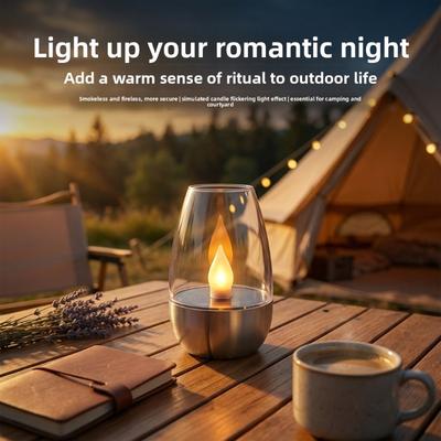 New Solar Outdoor Waterproof Stainless Steel Wine Glass Lamp, Garden Table Lamp, Villa Garden Landscape Camping Lamp