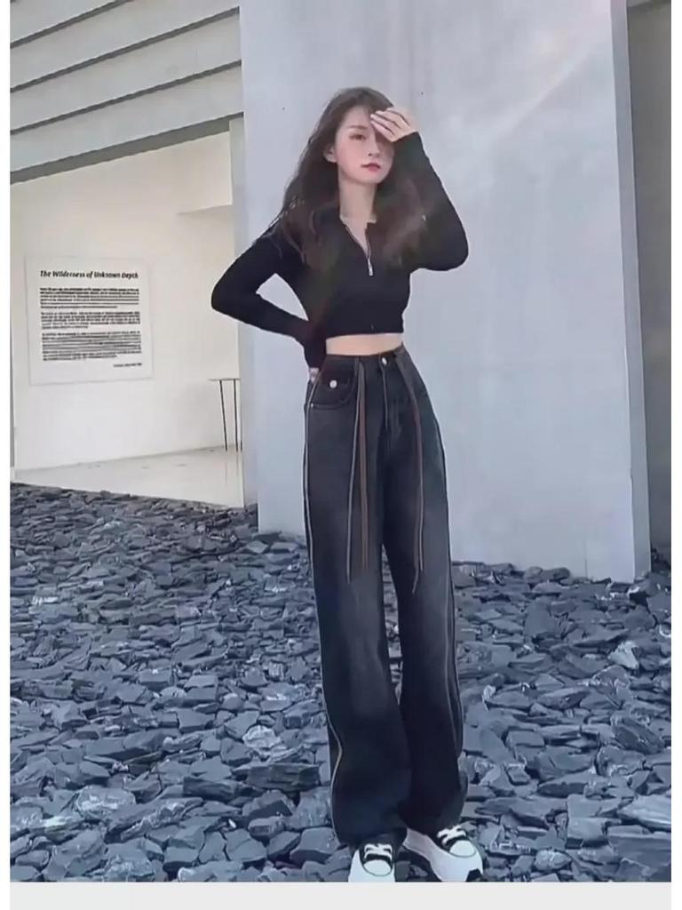 2024 High Waist Wide Leg Jeans for Pear-Shaped Plus Size Women - Slimming and Comfortable Fit for Spring and Autumn