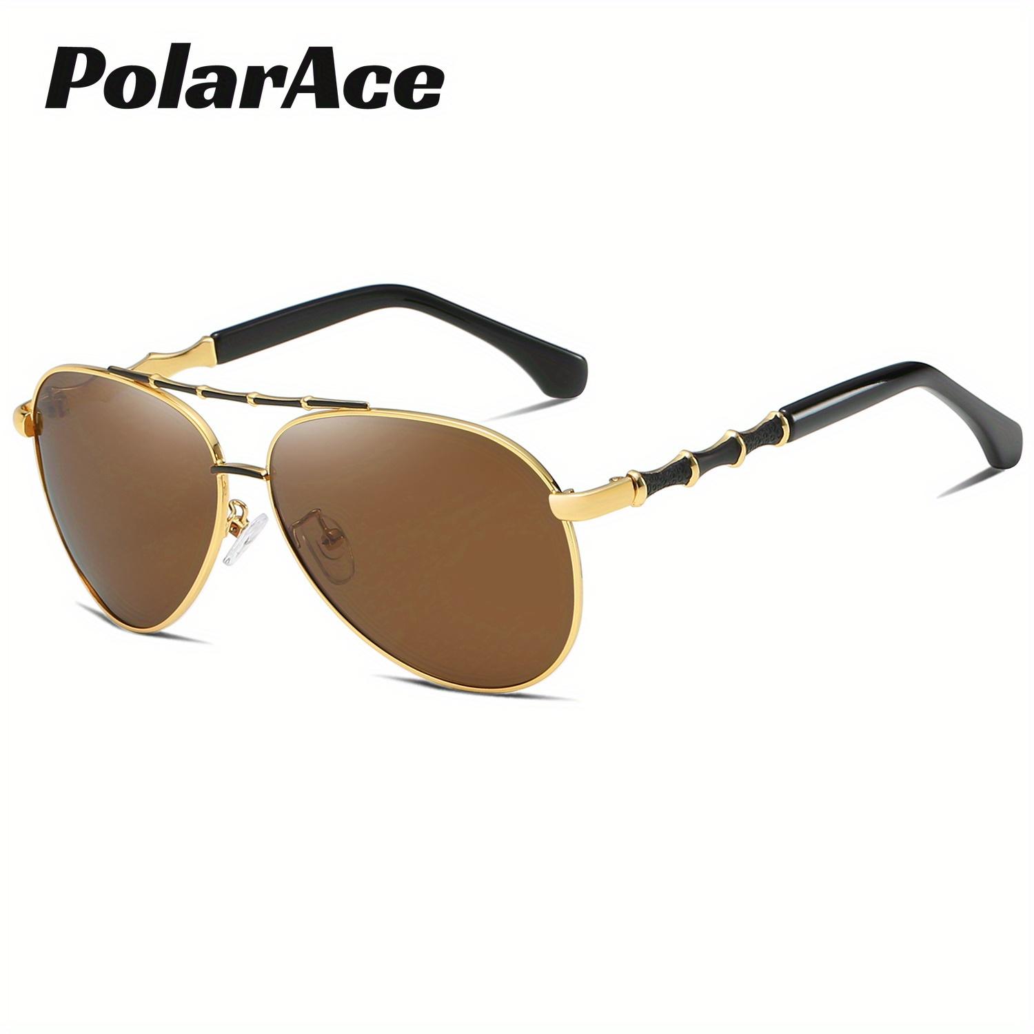 

PolarAce мужские и женские поляризационные солнцезащитные очки из сплава, модные солнцезащитные очки в овальной оправе, солнцезащитные очки для вождения, оттенки Óculos Masculino коричневый/золотой