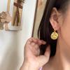 Niche Design Pleated Disc Earrings: Simple, Fashionable, Trendy Round Studs for Women