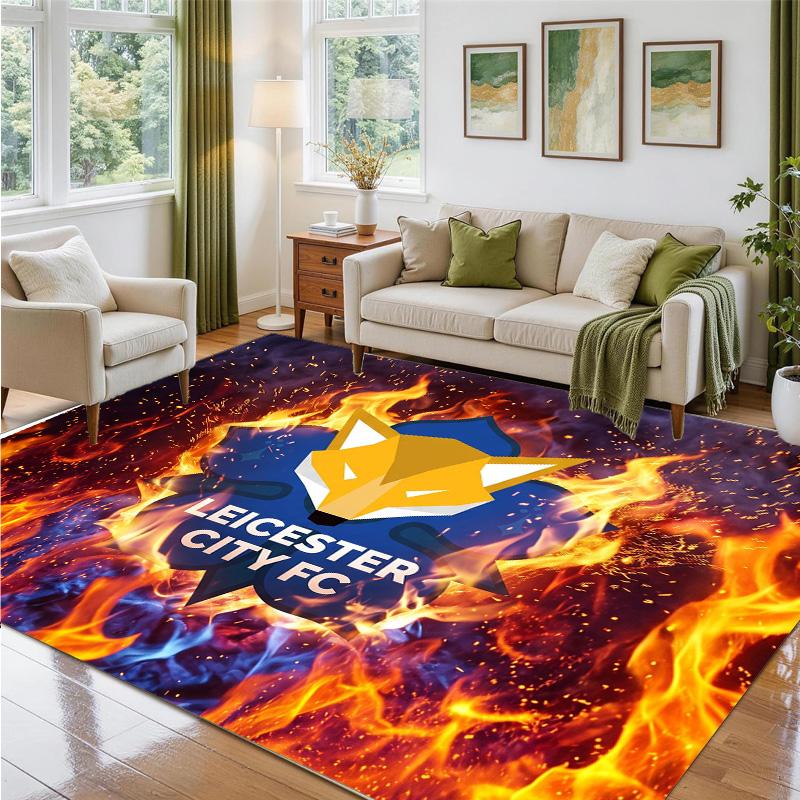 Leicester City Football Design Crystal Velvet Rug Soft Decorative Mat for Bedroom Entrance