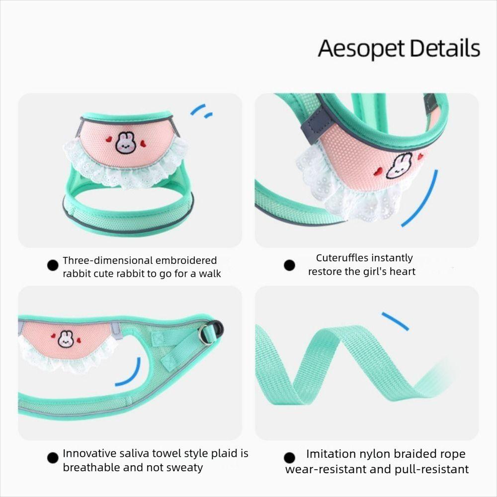 Escape Proof Dogs Collar Vest Breathable Pet Harness Leash Cute Pet Harness and Leash Set  Outdoor