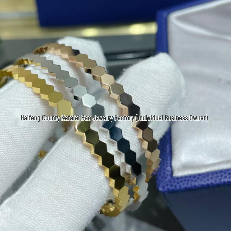 Luxury Honeycomb Polished Bangle: CNC High Version Fashion for Women