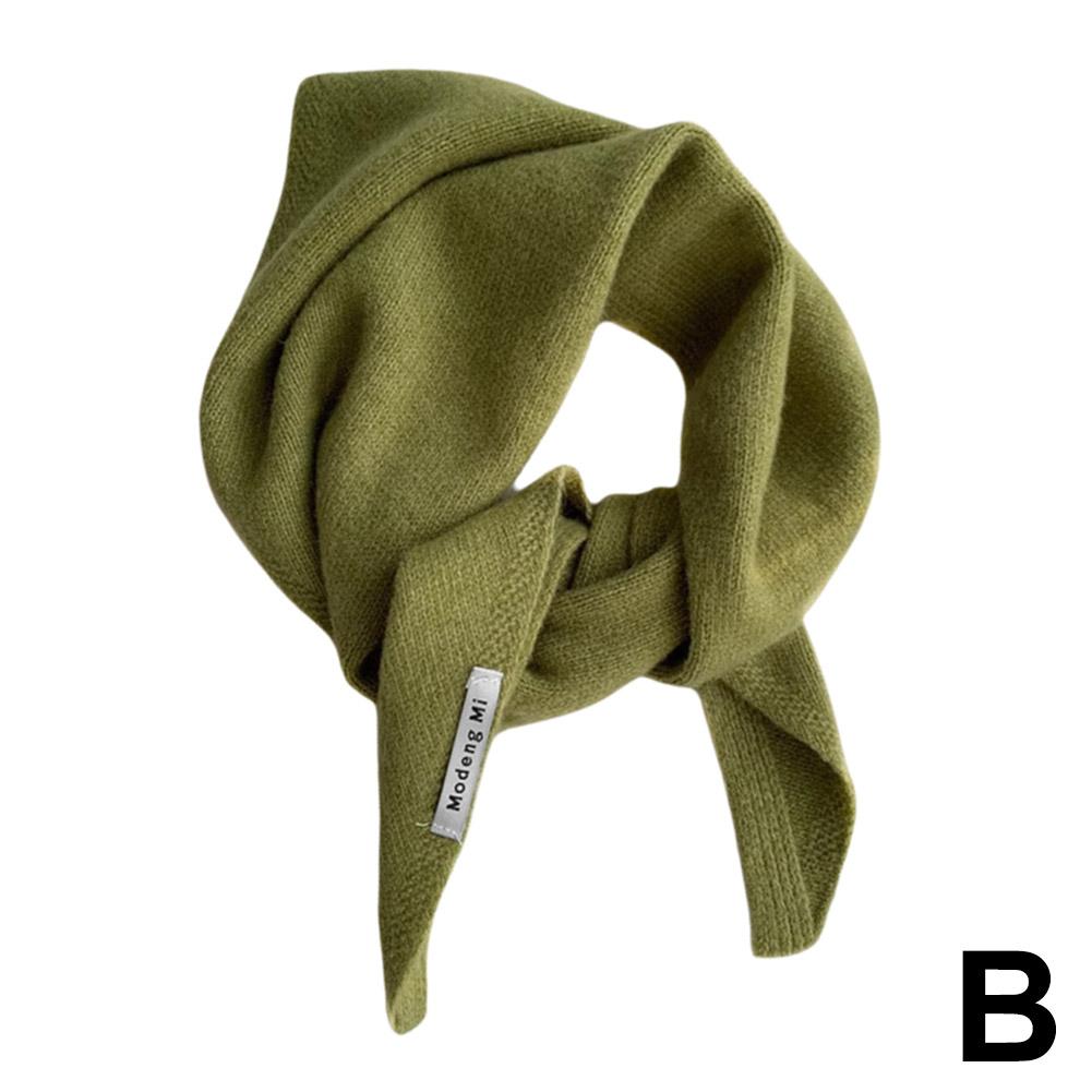 

Британский корейский стиль нишевый шерстяной вязаный треугольный вязаный женский платок на голову многофункциональный шарф шарф теплый шарф вязаный зелёный