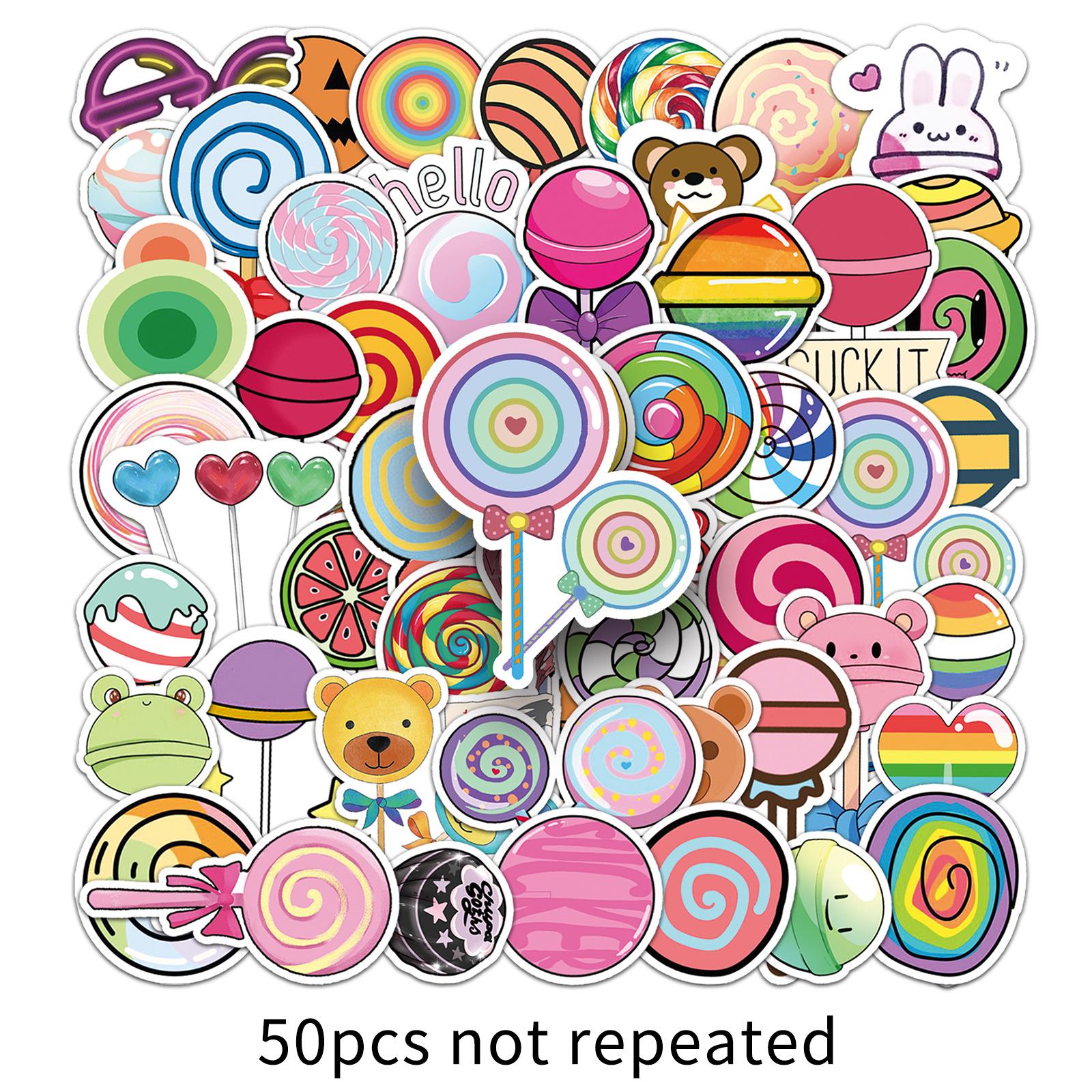 

50 Cute Lollipop Stickers: Delicious Candy-Themed DIY Cartoon Decorations for Stationery and Journals