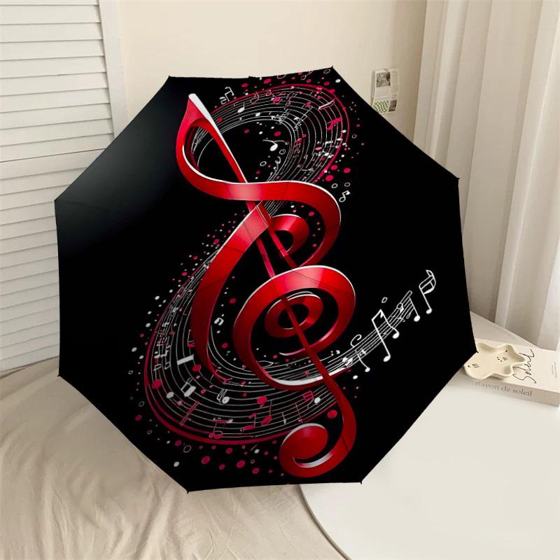 1PC Music Note Umbrella-8-Rib Reinforced, Automatic Open, Lightweight & Durable, Cute Fashion Accessory for Outdoor-T384