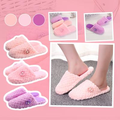 Fashion Solid Color Cotton Slippers Winter Home Indoor Couple Cotton Slippers
