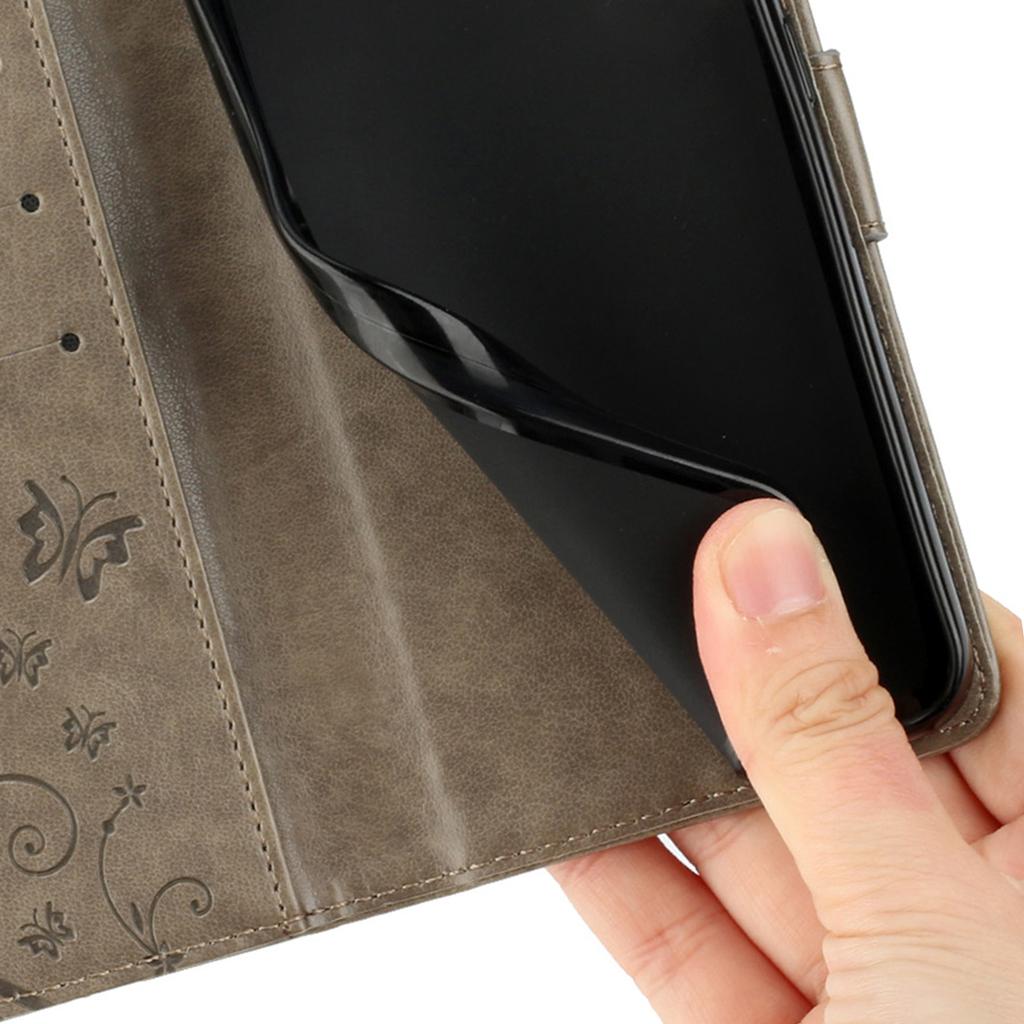 Dla Oppo Reno14 F 5G Skórzane etui portfelowe Etui na telefon z nadrukiem motyla i kwiatów ze smyczą