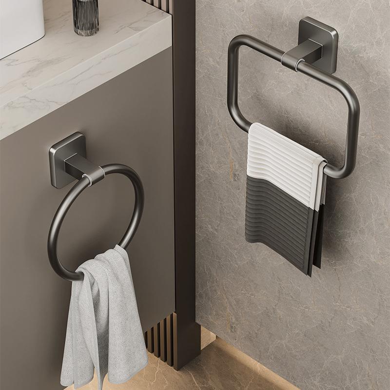 Towel Storage Rack Bathroom Punch-free Wall-mounted Powerful Self-adhesive Creative Towel Ring Toilet Towel Storage Rack
