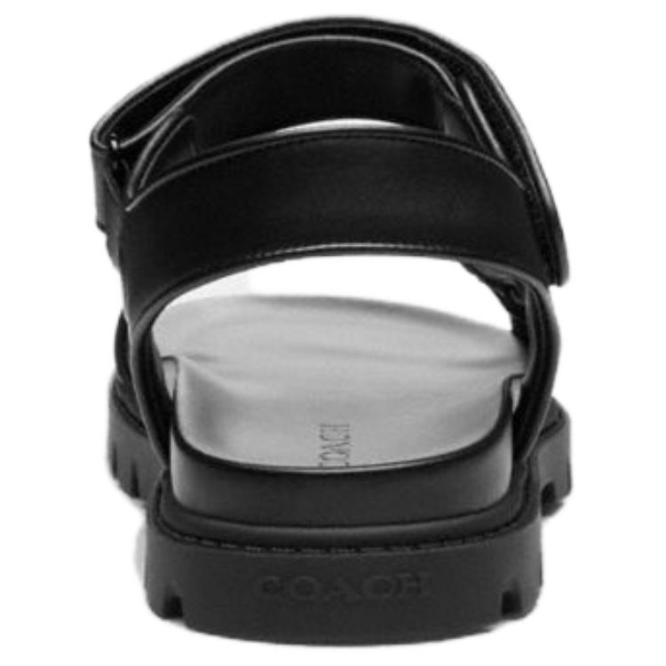 Coach Sport Leather Open Toe Flat Slide Sandals Women Sandals Black CAP70-BLK