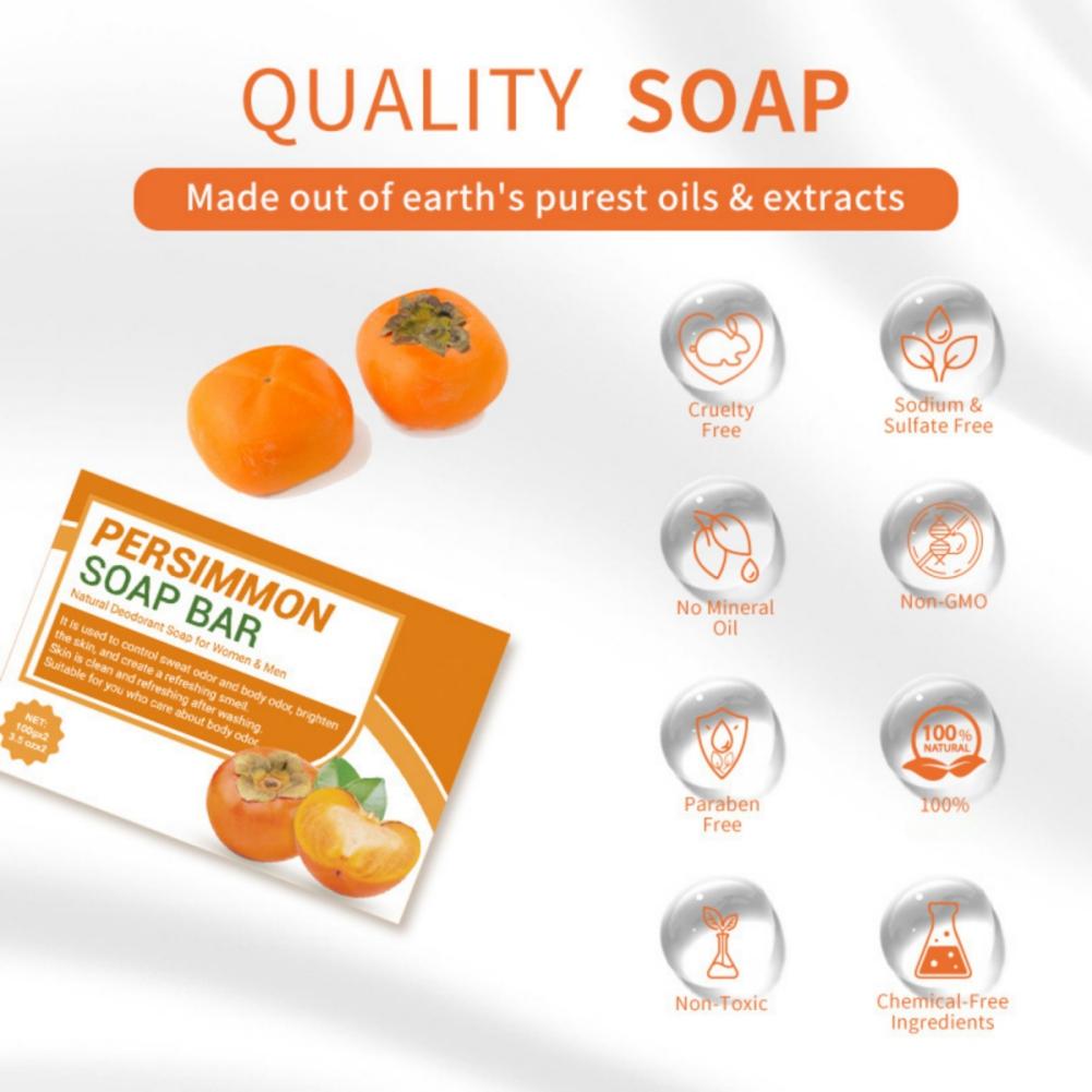 Persimmon Soap Bar Deodorant Soap Control Odor Cleaning and Refreshing