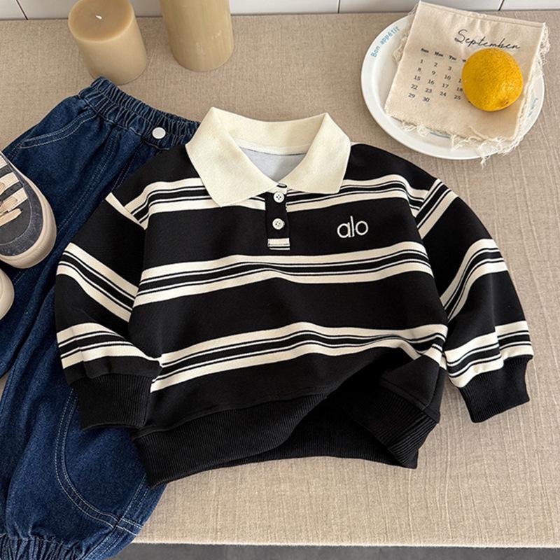 

Мужской осенний поло-свитшот в полоску - Мода в стиле корейского колледжа 90 cm чёрный