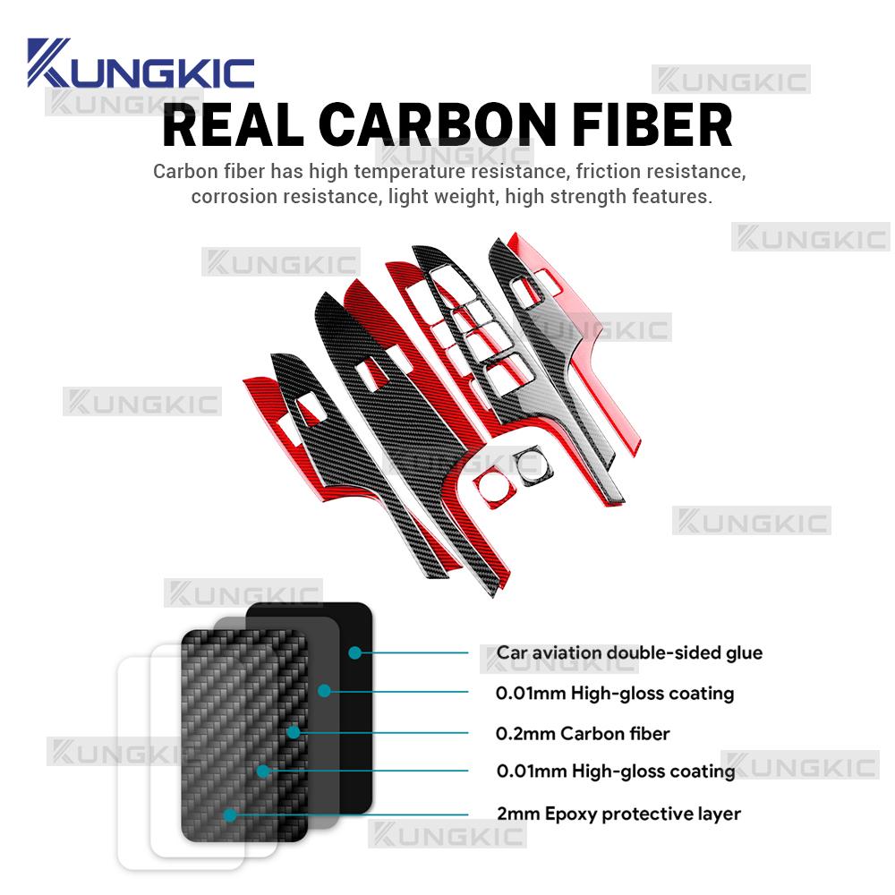 Real Soft Carbon Fiber Sticker For Hyundai Tucson TL/TLE J6 2015 2016 2017 2018 2019 2020 Car Window Lifting Panel Interior Trim