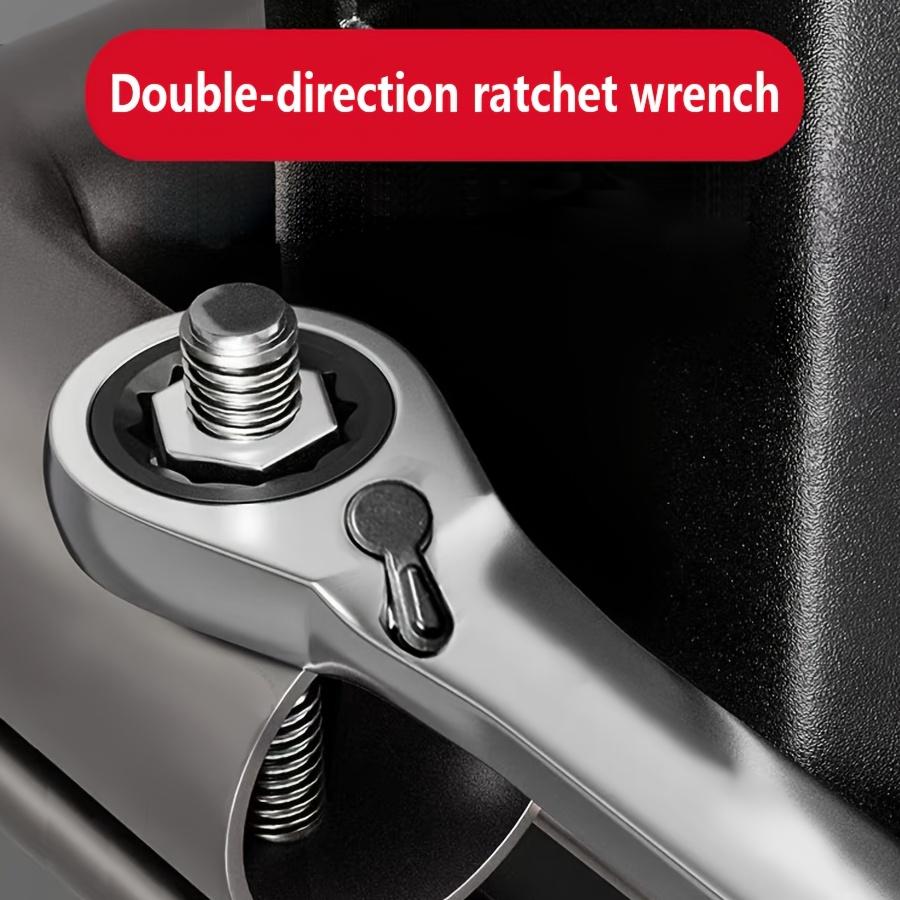 1 Set 7pcs Ratchet Wrench Multi-Specification Adjustable Direction Left And Right Handle Comfortable Anti-Slip Bidirectional Quick Lock Mechanism