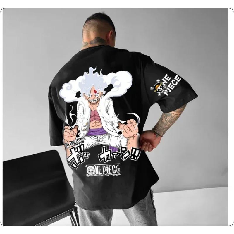 Anime Cotton Luffy Tshirt Top Men Cotton T Shirt Summer Women Men Cotton Oversized Tshirt for Men Clothes
