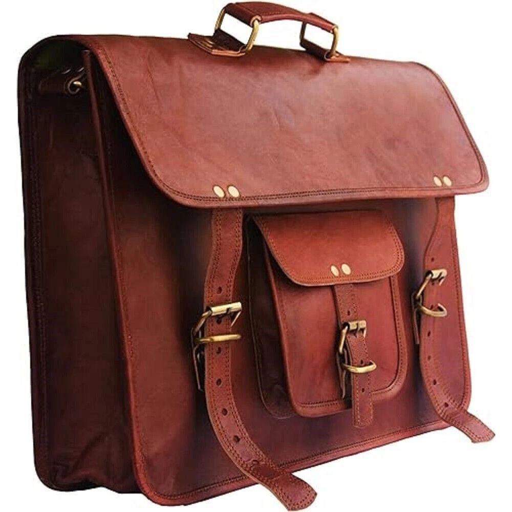 Vintage Handmade Leather Messenger Crossbody Laptop Briefcase Satchel Bag