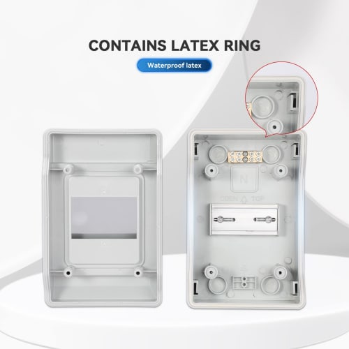 Mollom 4-Way Distribution Box with Busbar and Din Rail for Miniature Circuit Breakers (MCBs), IP66 Waterproof, Padlockable, Indoor/Outdoor Use