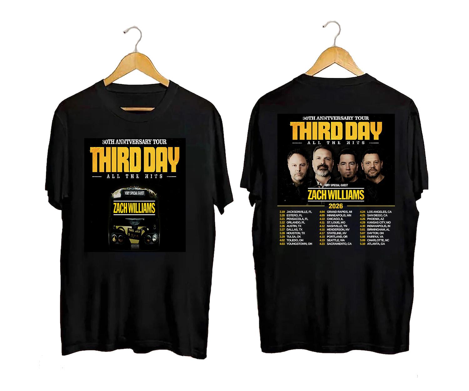 Third Day 30th Anniversary Tour 2026 T-Shirt Concert Graphic Tee XXL