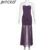 BITCED Fall/Winter Women's Solid-Color Slim-Fit Streetwear Off-the-Shoulder Strapless Dress