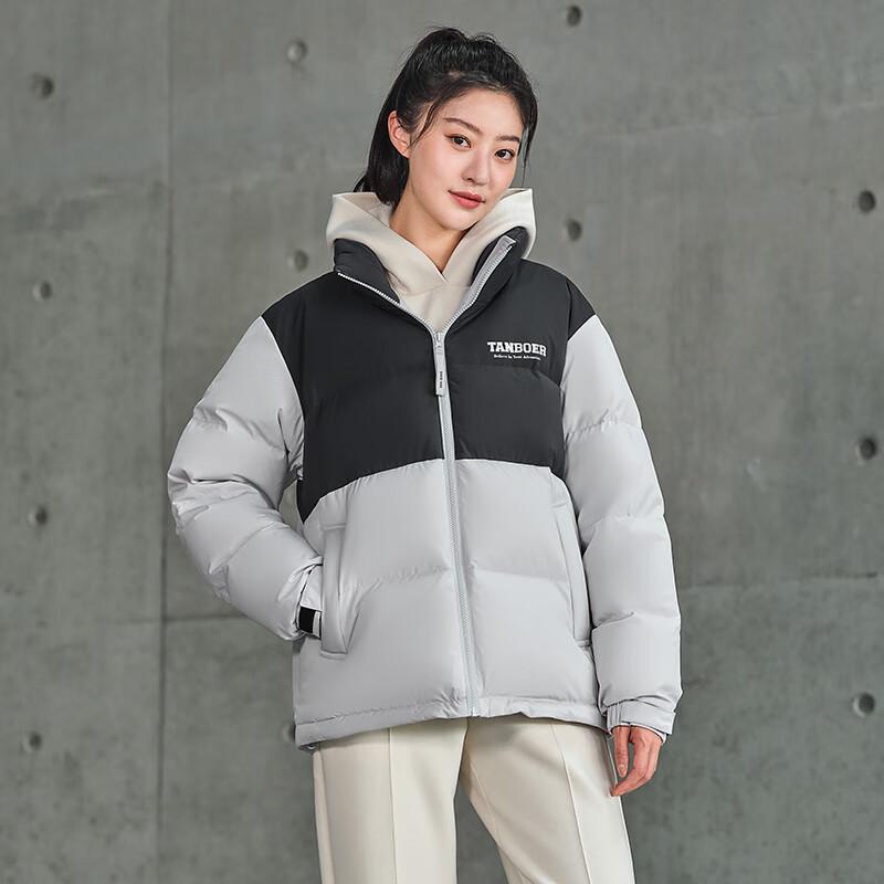 Tanboer Unisex Stand Collar Color Block Thick Down Jacket TD236322