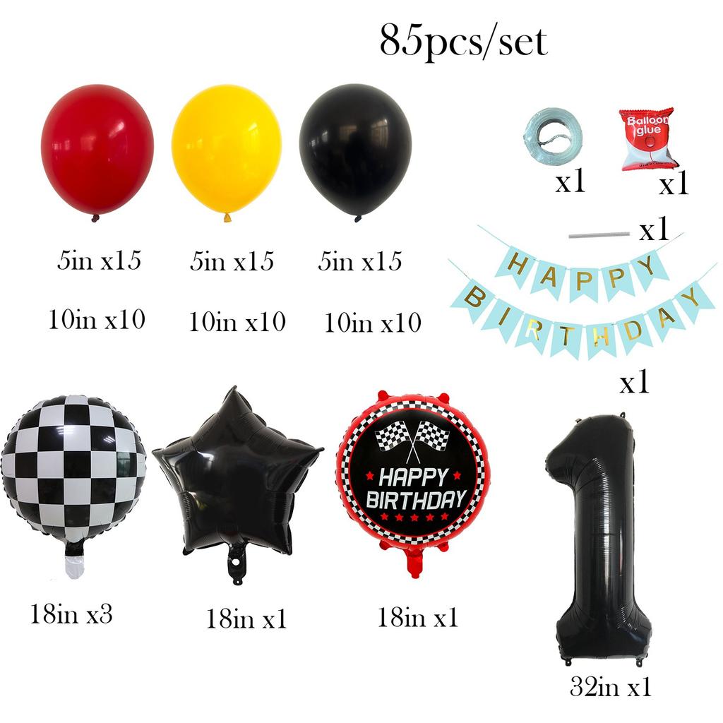Racing Theme Birthday Balloon 32 Inch Digital Balloon Wreath Set Party Decoration Supplies