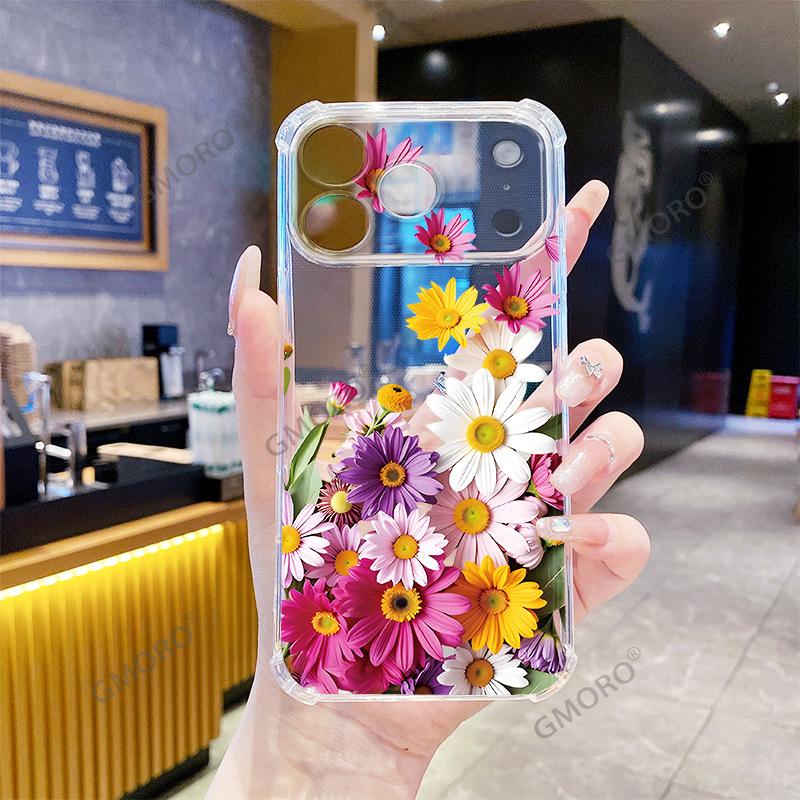 Overseas hot-selling ins wind colored flowers Apple 11Pro mobile phone case anti-drop ultra-thin transparent soft case iPhone11