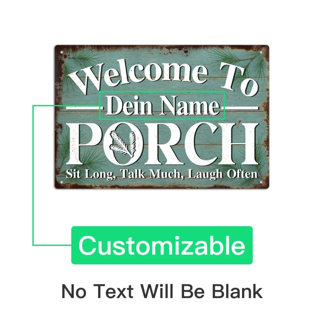 

Personalized Vintage Metal Tin Sign Turquoise White Rustic Farmhouse Porch Decor белый