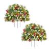 Lighted Artificial Christmas Urn Filler Battery Powered Pre-lit Xmas Pine Trees with LED Lights And Tripod Stake Holiday Planter Filler
