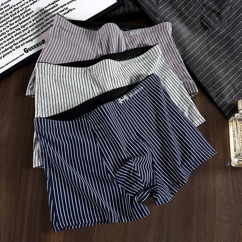 Men's Cotton Underwear Men's Striped Four Corners Youth Comfortable Breathable Men's Flat Corners