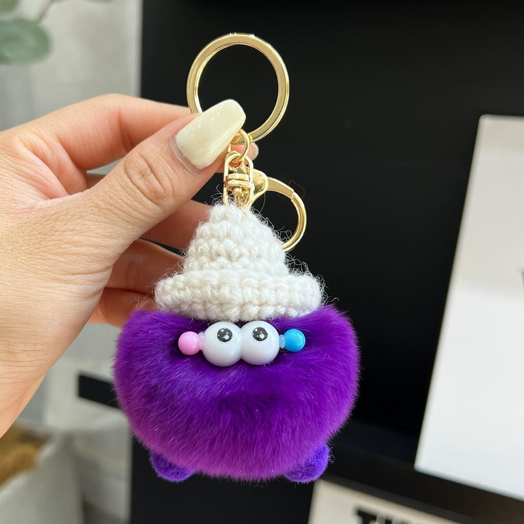 Small Coal Balls Korean Ins Internet Celebrity Rex Rabbit Hairball Cute Elf Schoolbag Pendant Car Keychain Mobile Phone Pendant