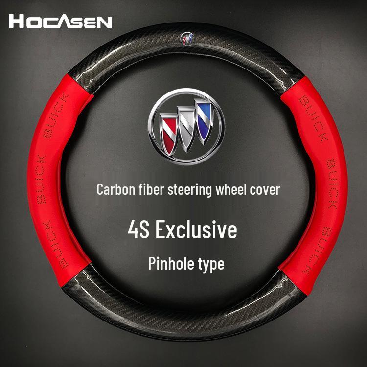 Buick Steering Wheel Cover for Envision, Regal, Excelle, Encore - Carbon Fiber Leather