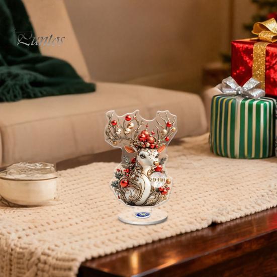 Stable Rotating Base Ornaments Christmas Acrylic 360 Degree Ornament, Double-sided HD UV Printed Angel Figurines Religious 2D Decorative Item
