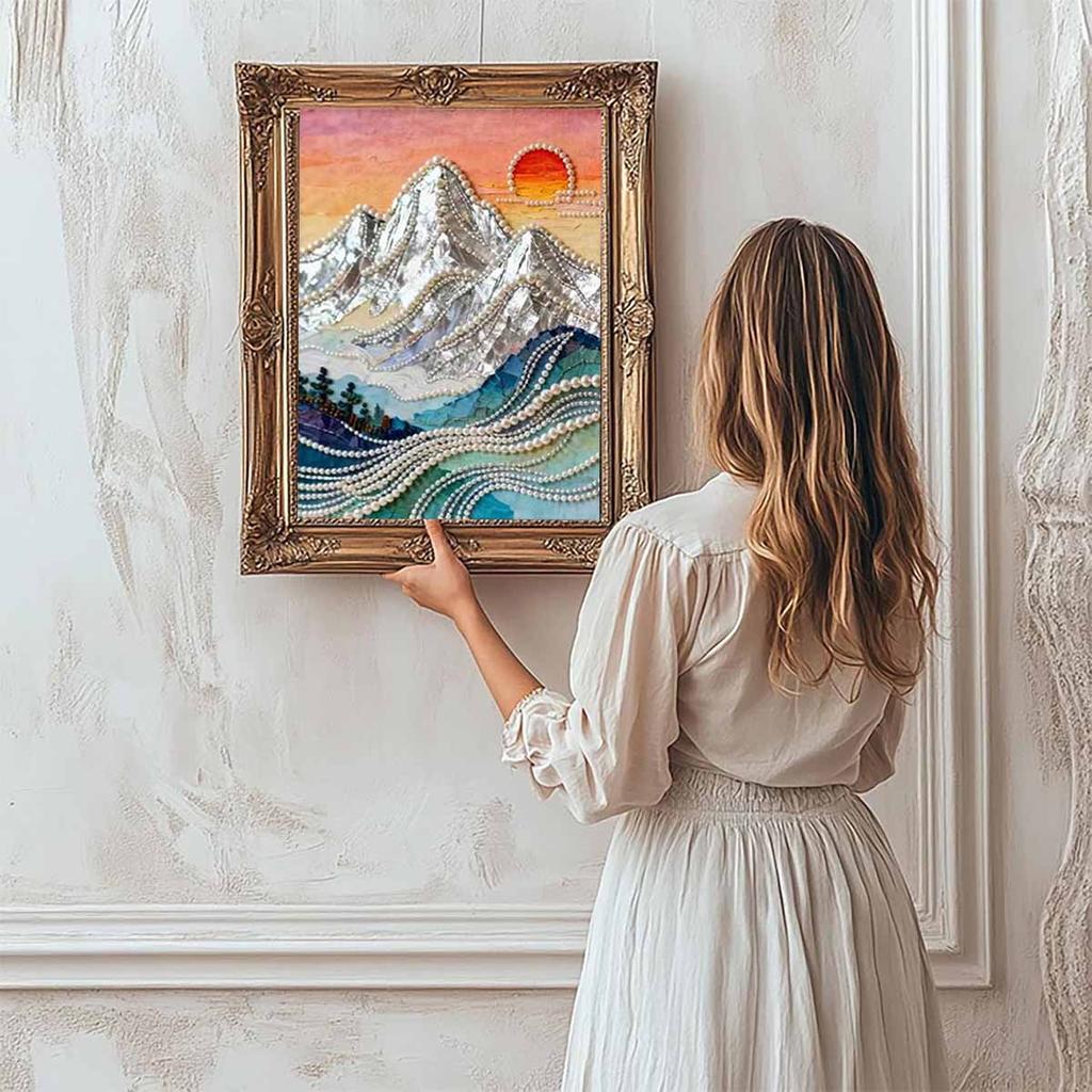 DIY Sunrise Pearl Art Painting for Home Wall Decor Pearl Gem Paintings Picture Arts Craft  for Adults/Beginners Gift Idea Home Decor Without Frame