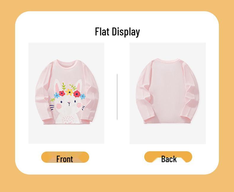 Cartoon Rabbit Print Girls' Long-Sleeved T-shirt - Autumn/Winter Collection