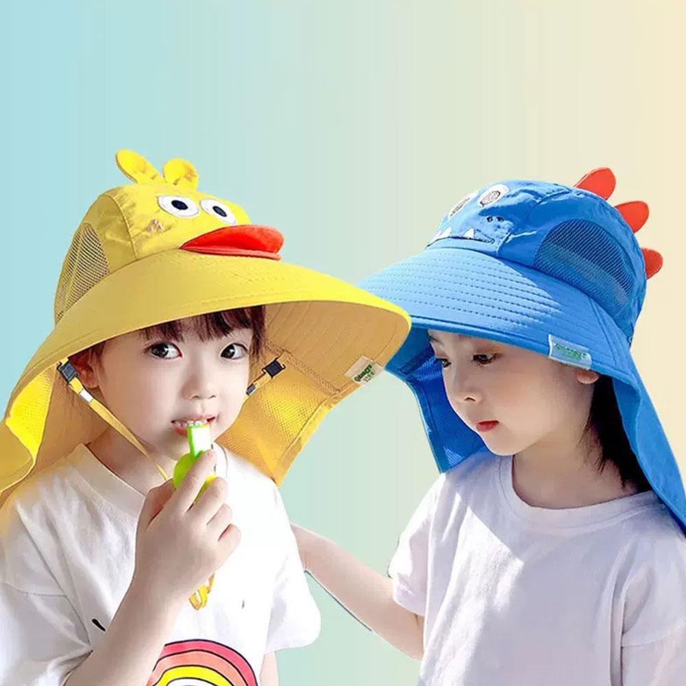 Kid Hat Summer Cap Sun Thin Breathable Large Brim Fisherman Hat Children UV Protection Going Out Beach Sun Caps