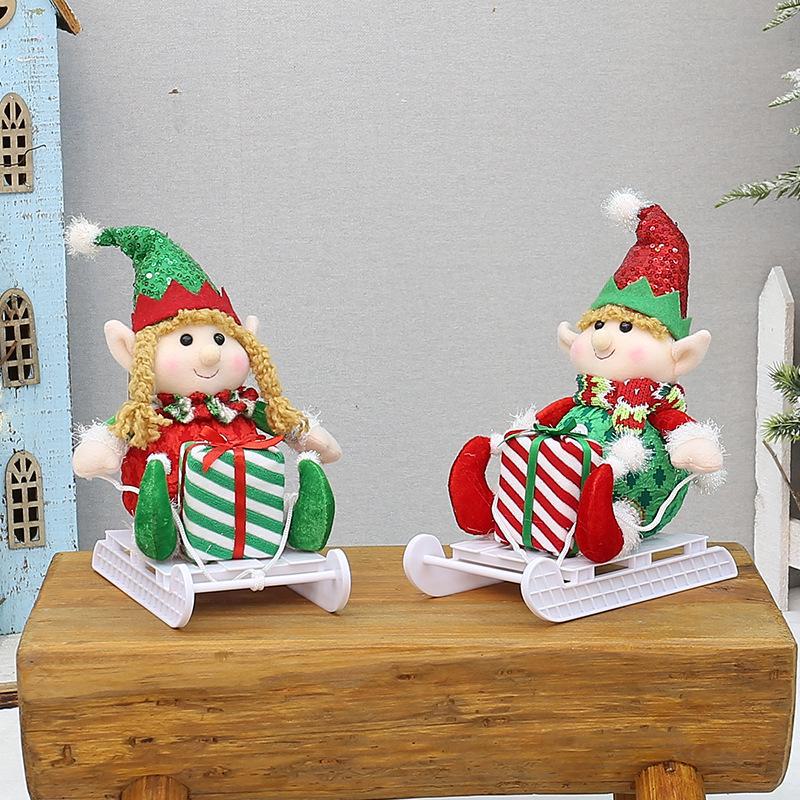 Boneca Elfa de Trenó Telescópico Decoração de Natal Presente