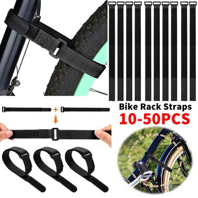 10-50pcs Bicycle Handlebar Strap Holder Adjustable Bike Cinch Straps Reusable Nylon Bicycle Accessories for Transporting Bicycle
