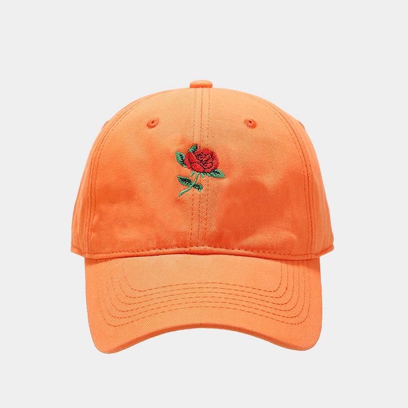 Summer new men's and women's pure cotton embroidered rose soft top baseball cap student outdoor face cap