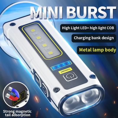 Mini-Taschenlampe, tragbar, mit mehreren Beleuchtungsmodi, umschaltbar und unterstützt USB-Aufladung, geeignet für Außenbeleuchtung, Angeln, Patrouille und Arbeit
