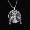 Retro Norse Mythology Double Raven Tree of Life Pendant Necklace for Men Cool Hip Hop Jewelry Gift