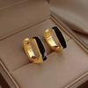White Enamel Drip Glaze Square Stud Earrings - Trendy High-End Accessories for Women 2025