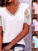 Lace Splicing V-neck Women's Short Sleeve T-shirt