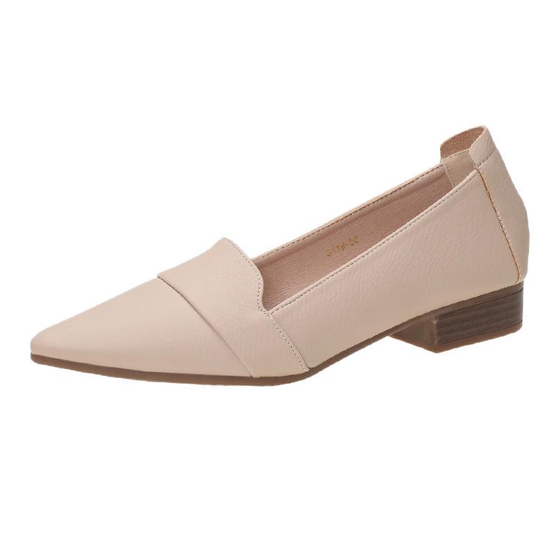 Summer single shoes women's thick heel summer new women's shoes simple pointed head shallow mouth low heel soft sole