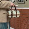 Woolen Hand-held Bowling Bag Vintage Preppy Print All-in-one Crossbody Bag