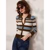 Gestreifter Strick-Cardigan mit Revers für Damen