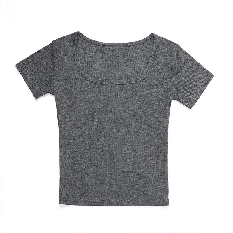 Kurzärmlige Oberbekleidung mit U-Ausschnitt und Basis-Frühlingsoutfit, Übergroßes Oberteil in koreanischer Version, Schlankheits-T-Shirt für den Sommer für Damen