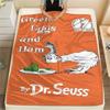 1PC Green Eggs and Ham Print Flannel Blanket, High quality All Seasons, Home Decor, Warmth and Comfort, Perfect for Christmas Gifts